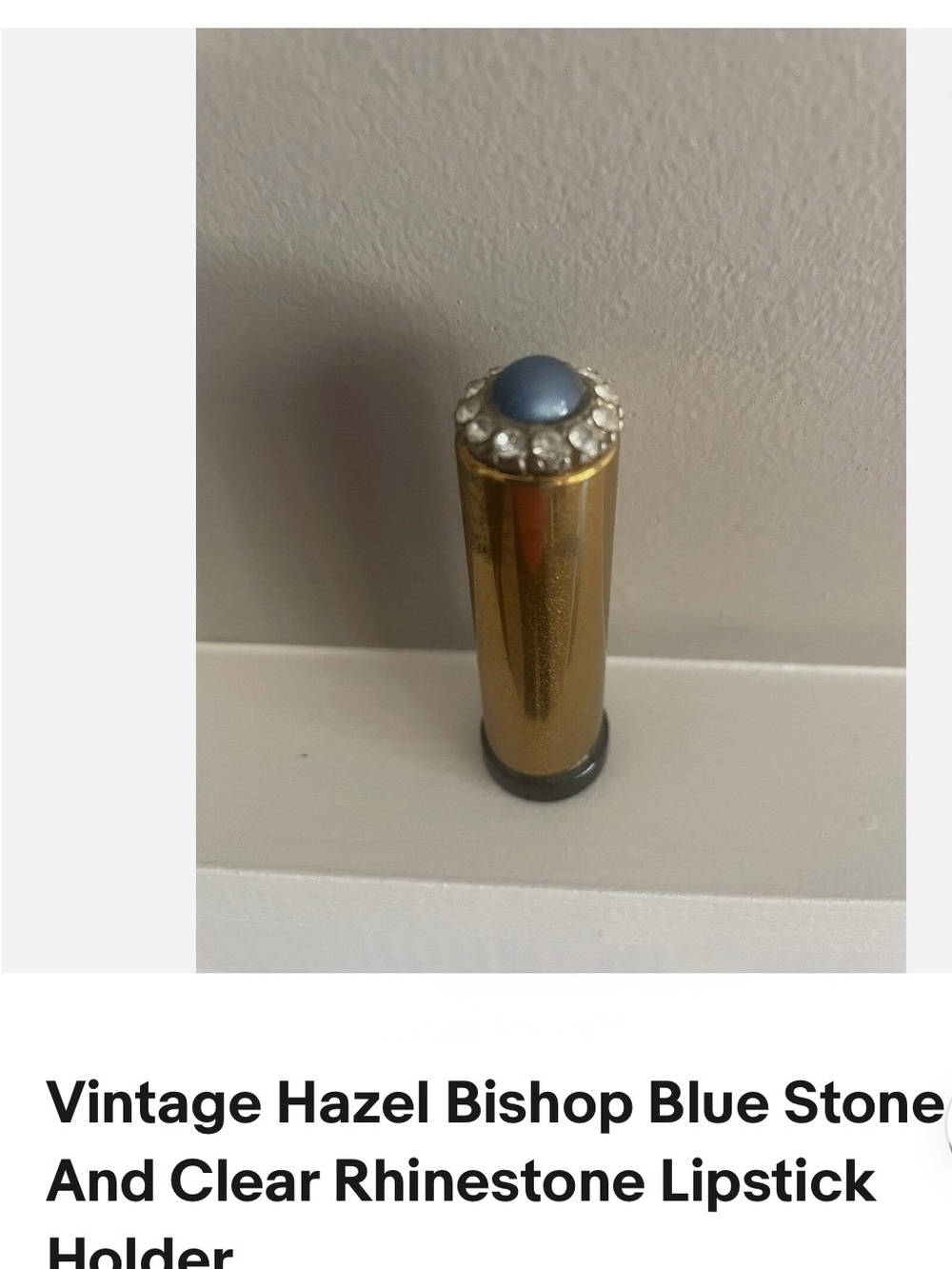 Blue Stone & Clear Rhinestone Lipstick Holder excellent condition& twists
